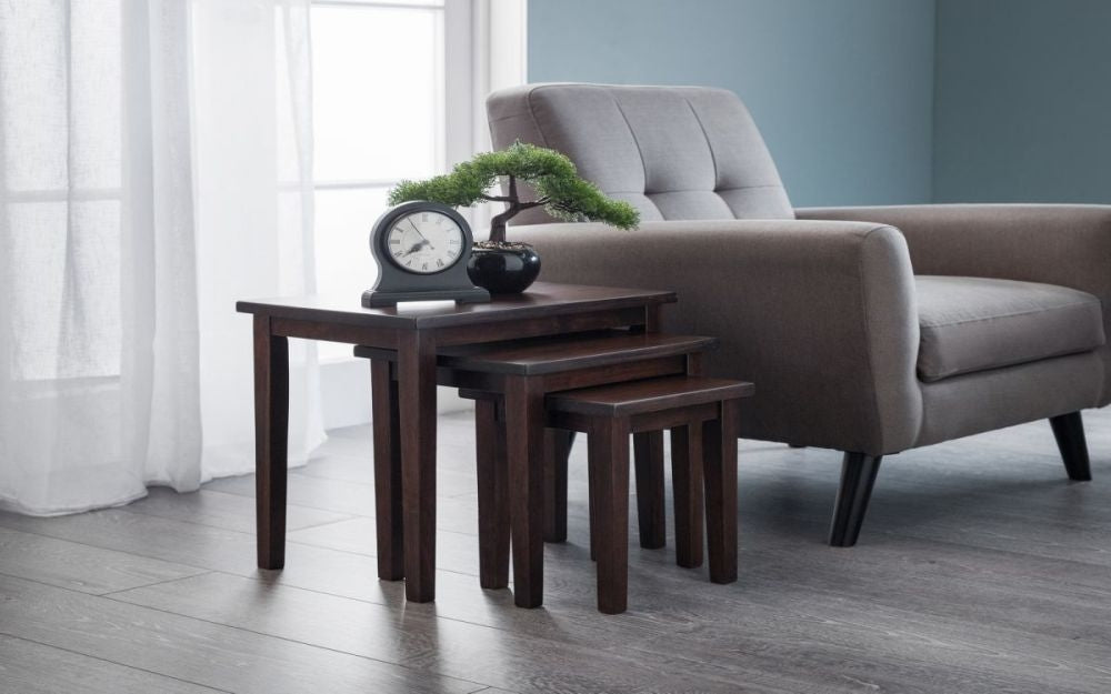 Cleo Mahogany Nest of 3 Tables