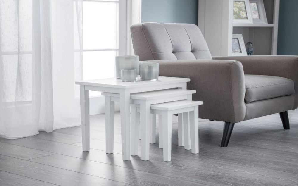 Cleo White Nest of 3 Tables