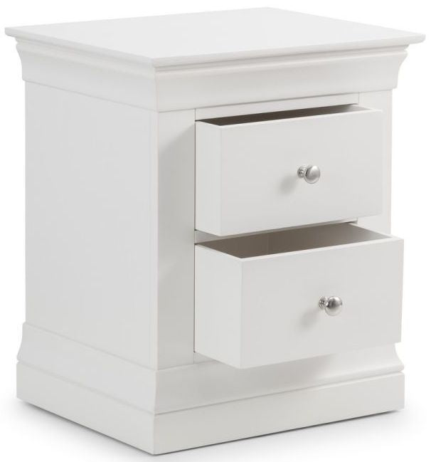 Clermont White 2 Drawer Bedside Cabinet