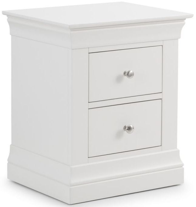 Clermont White 2 Drawer Bedside Cabinet