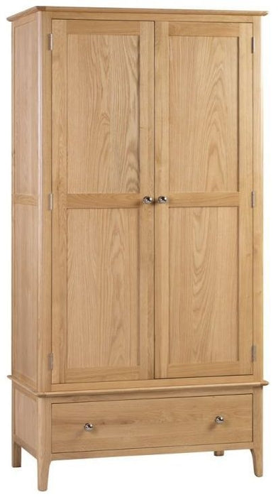 Cotswold Natural Satin Lacquer Oak 2 Door 1 Drawer Wardrobe