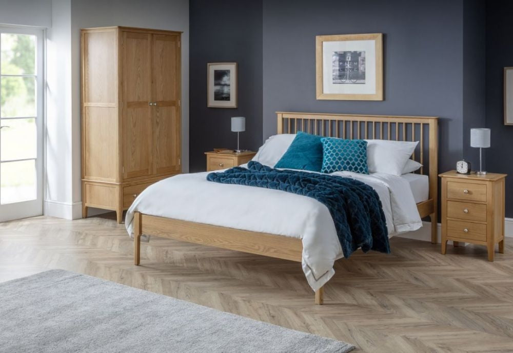 Cotswold Natural Satin Lacquer Oak 2 Door 1 Drawer Wardrobe