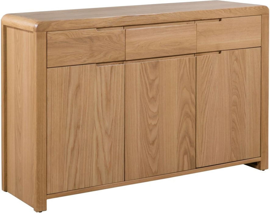 Curve Oak 3 Door 3 Drawer Sideboard
