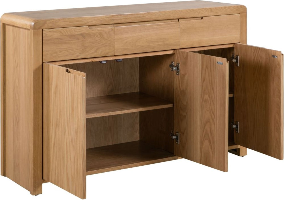 Curve Oak 3 Door 3 Drawer Sideboard