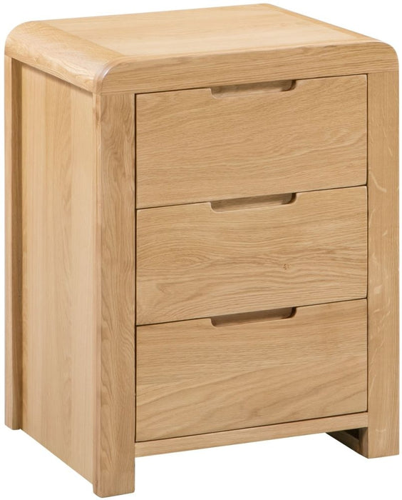 Curve Oak 3 Drawers Bedside Cabinet
