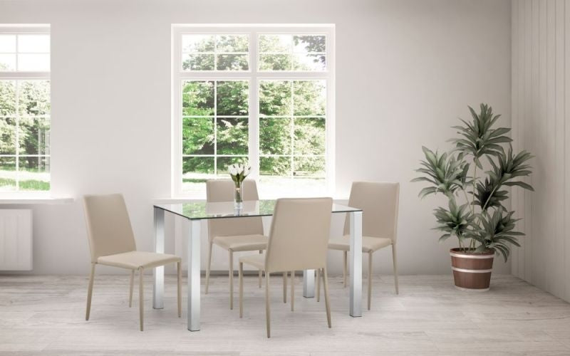 Enzo Chrome Dining Table - 4 Seater