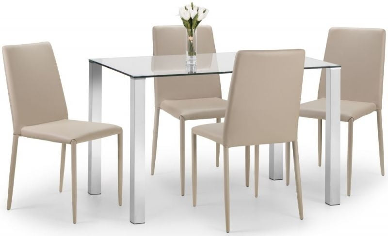 Enzo Chrome Dining Table - 4 Seater