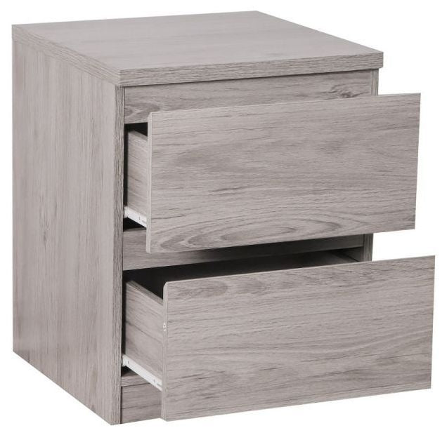 Jupiter Grey Oak 2 Drawer Bedside Cabinet
