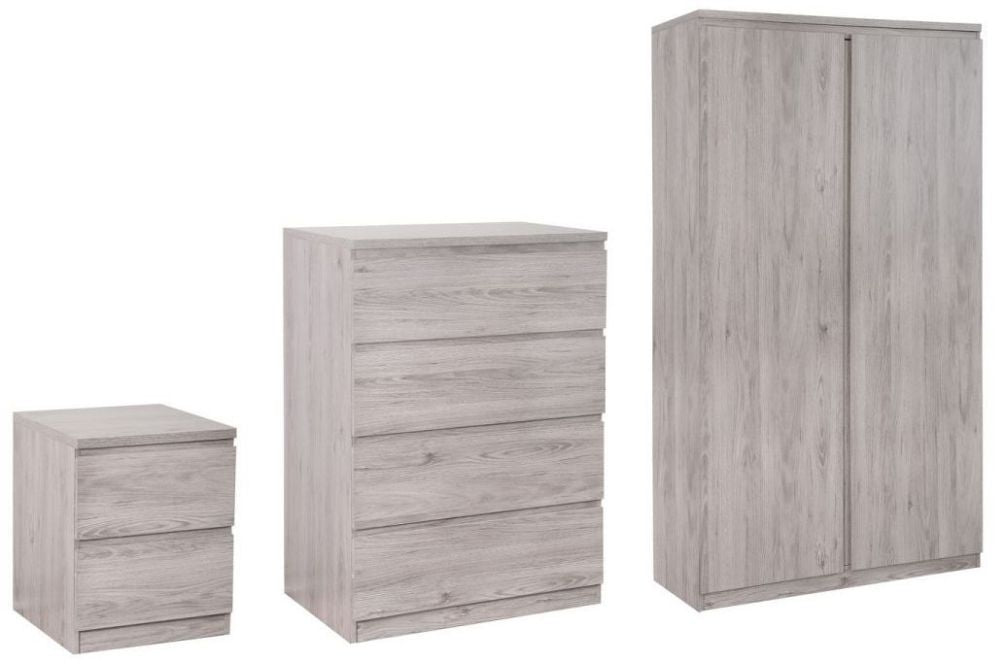Jupiter Grey Oak 2 Drawer Bedside Cabinet