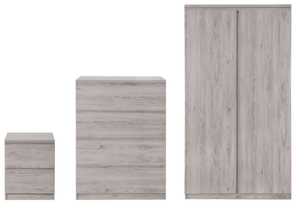Jupiter Grey Oak 2 Drawer Bedside Cabinet