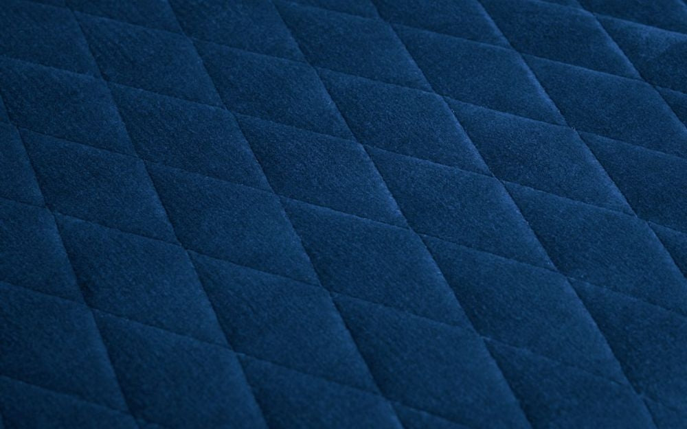 Luxe Blue Velvet Fabric High Back Bench