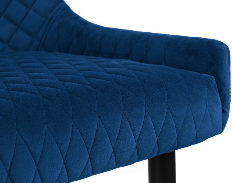 Luxe Blue Velvet Fabric High Back Bench