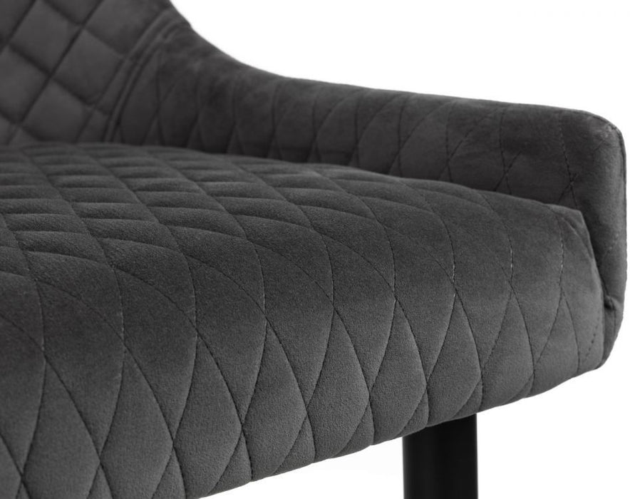 Luxe Grey Velvet Fabric High Back Bench