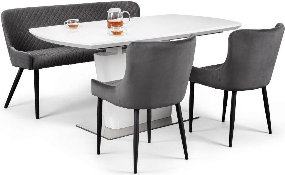 Luxe Grey Velvet Fabric High Back Bench