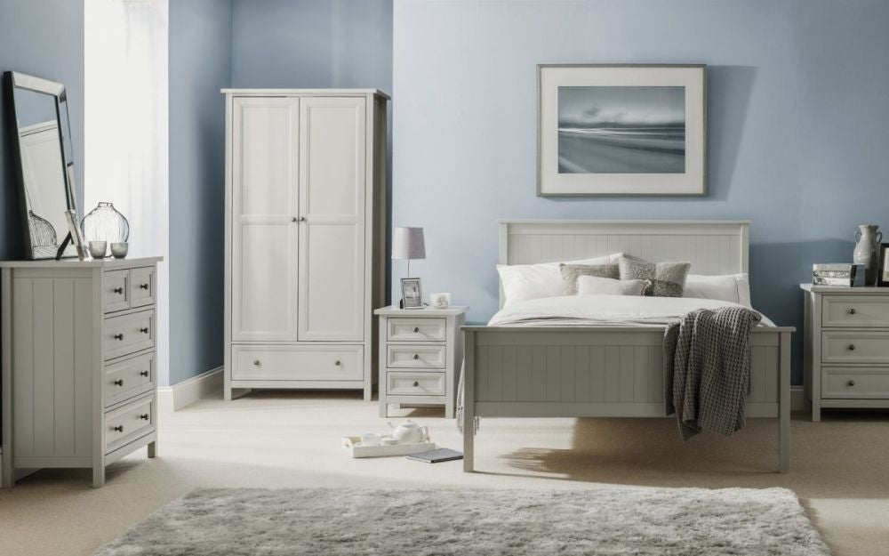 Maine Dove Grey Lacquered Pine 2 Door 1 Drawer Wardrobe