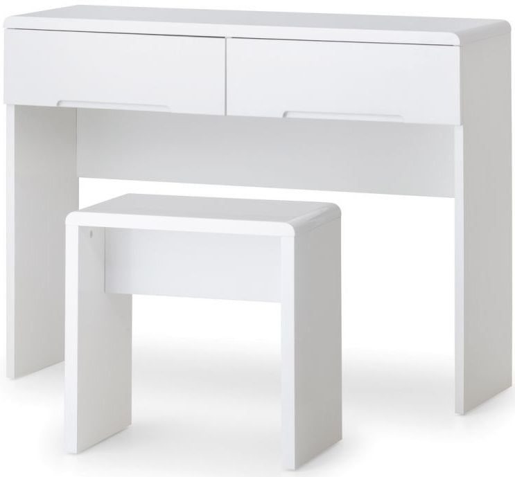 Manhattan White High Gloss Lacquered Bedroom Stool