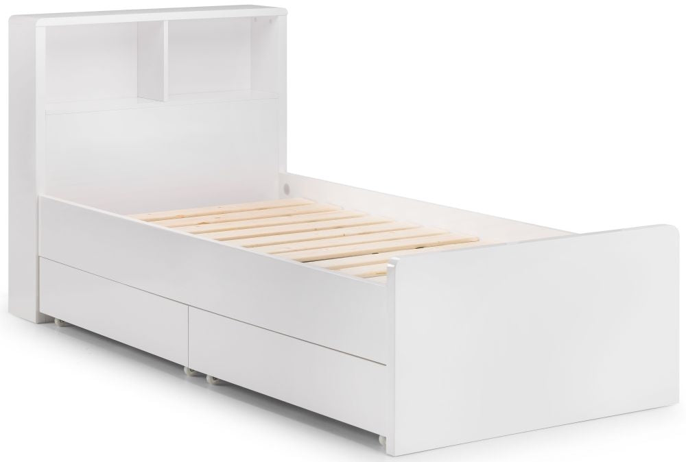 Manhattan White High Gloss Bookcase Bed