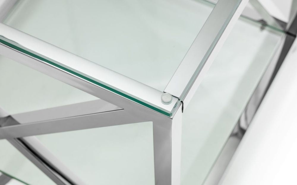 Miami Glass and Chrome Console Table