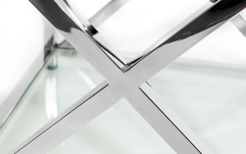 Miami Glass and Chrome Console Table