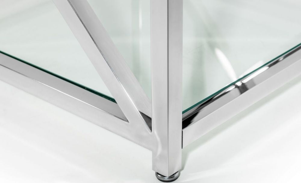 Miami Glass and Chrome Console Table