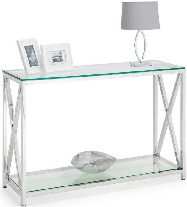 Miami Glass and Chrome Console Table