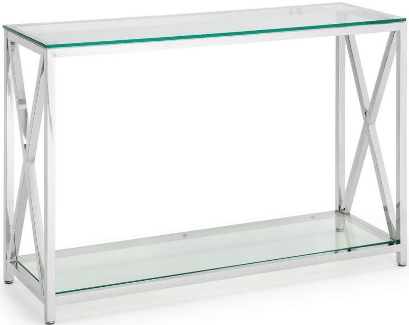 Miami Glass and Chrome Console Table