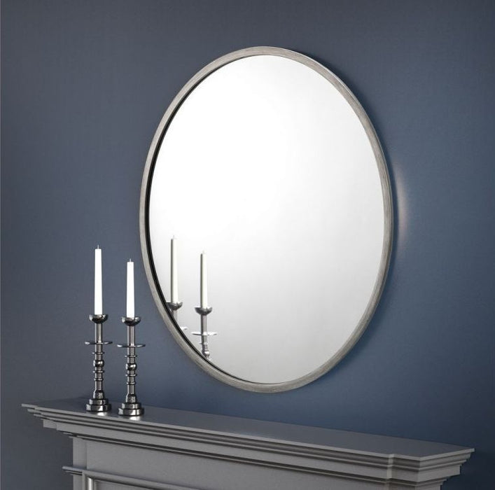 Octave Pewter Effect Lacquered Round Wall Mirror - 80cm x 80cm