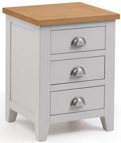 Richmond Elephant Grey Lacquered Oak 3 Drawer Bedside Cabinet