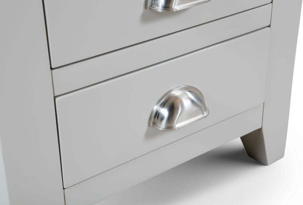 Richmond Elephant Grey Lacquered Oak 3 Drawer Bedside Cabinet