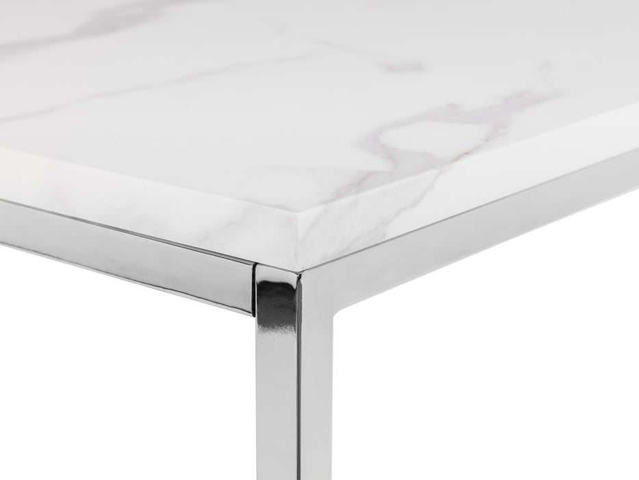 Scala White Marble and Chrome Console Table