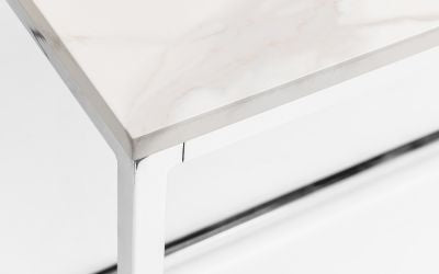 Scala White Marble and Chrome 4 Seater Dining Table