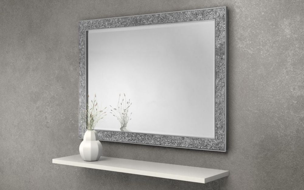 Staccato Fragment Silver Rectangular Wall Mirror - 110cm x 80cm