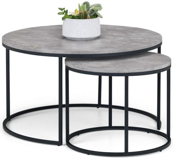 Staten Concrete Effect Round Nest of 2 Coffee Tables
