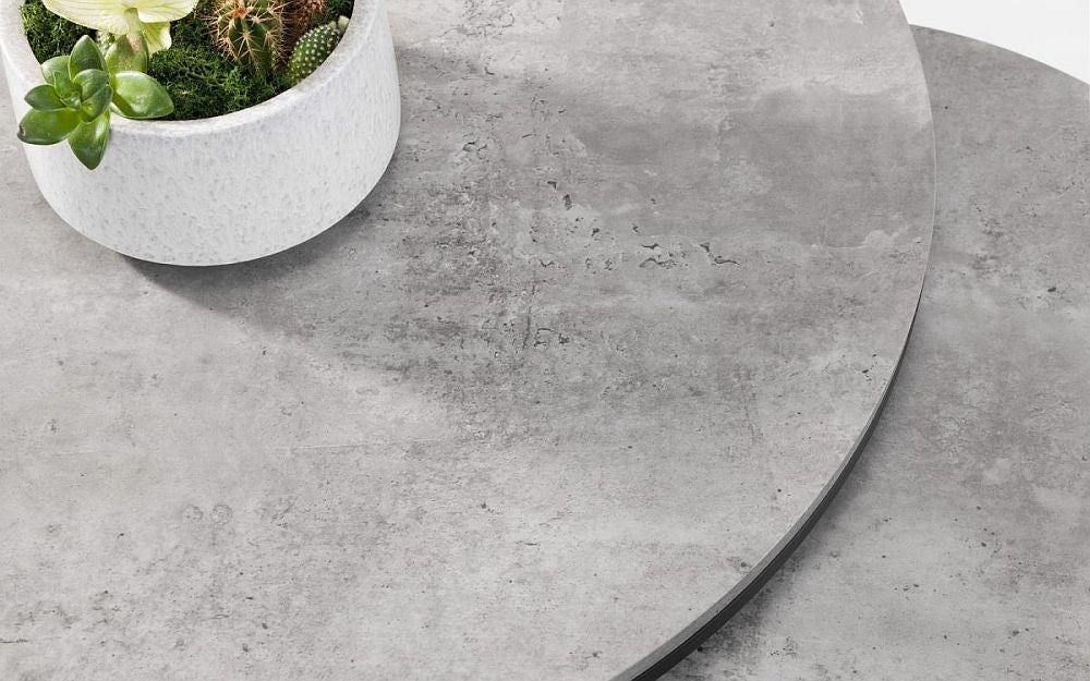 Staten Concrete Effect Round Nest of 2 Coffee Tables