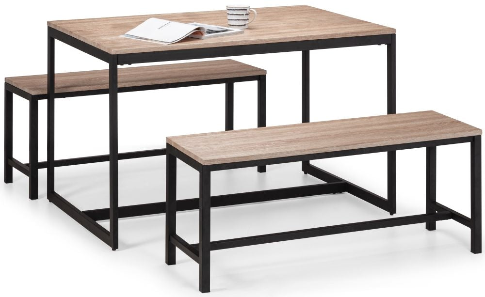 Tribeca Sonoma Oak Steel Dining Bench