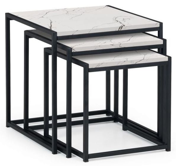 Tribeca White Marble Top Nest of 3 Tables
