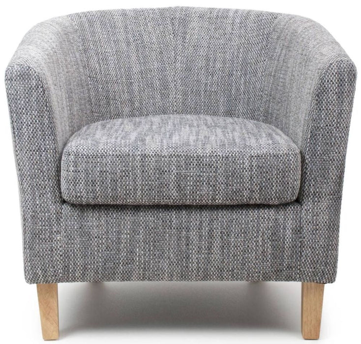 Tweed Grey Tub Chair and Stool Set