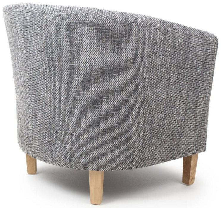 Tweed Grey Tub Chair and Stool Set