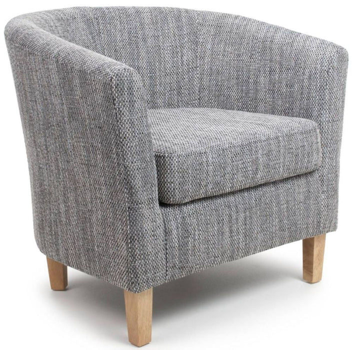 Tweed Grey Tub Chair and Stool Set