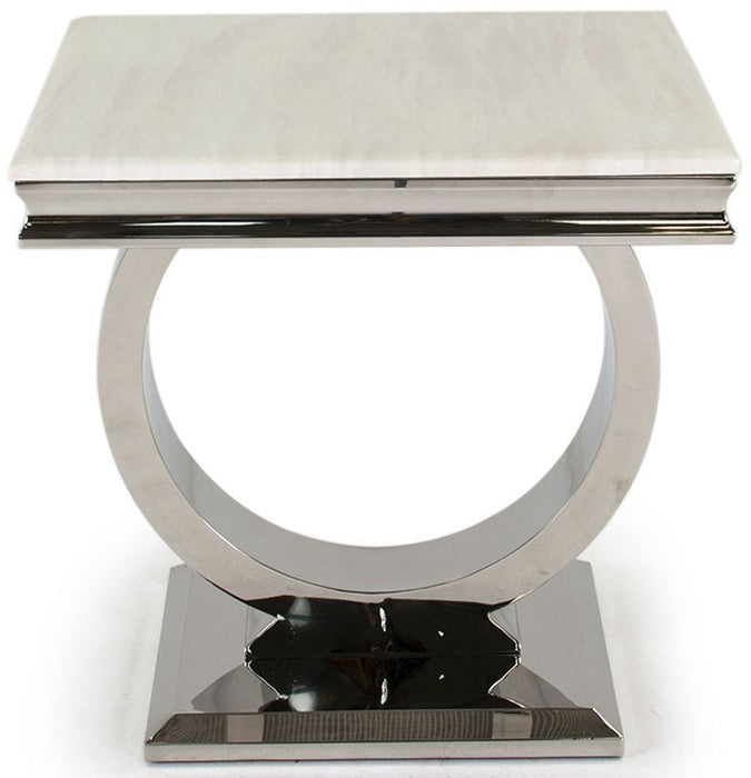 Vida Living Arianna Cream Marble Lamp Table