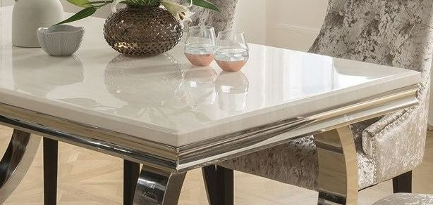 Vida Living Arianna 200cm Cream Marble Dining Table - 8 Seater