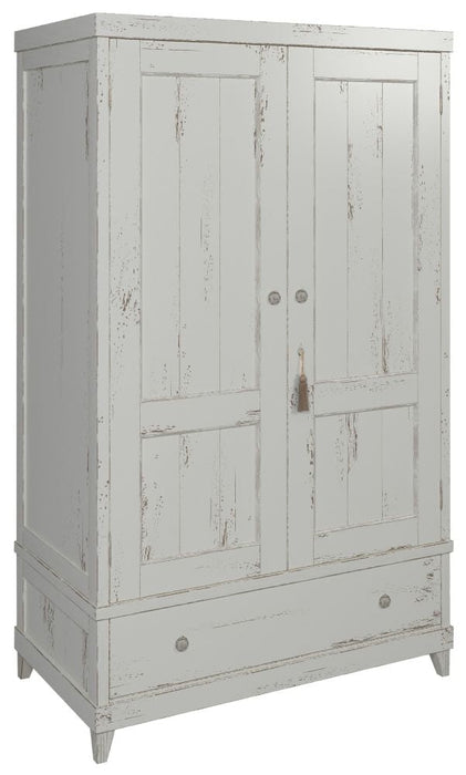 Willis and Gambier Atelier Distressed White 2 Door Combi Double Wardrobe