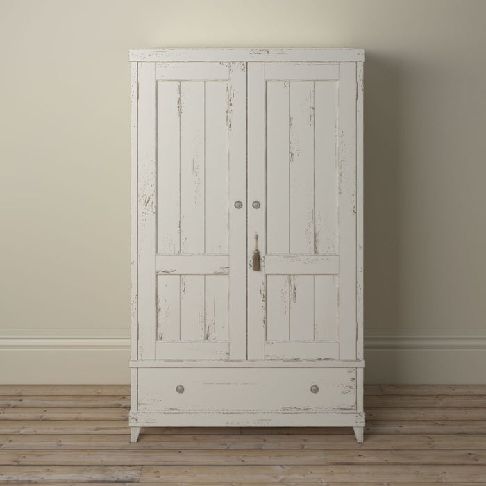 Willis and Gambier Atelier Distressed White 2 Door Combi Double Wardrobe