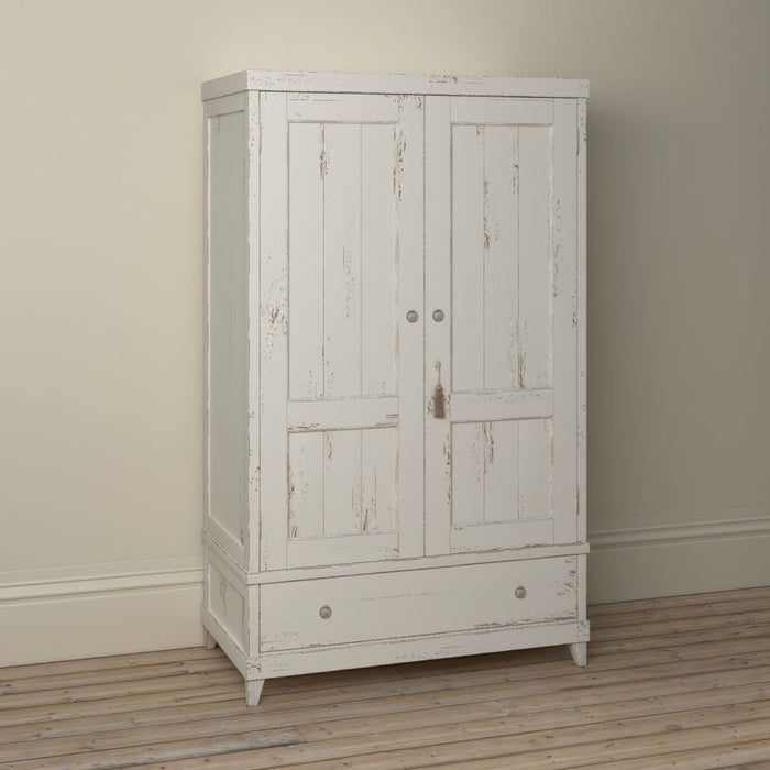 Willis and Gambier Atelier Distressed White 2 Door Combi Double Wardrobe