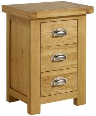 Woburn Rustic Oak 3 Drawer Bedside Cabinet