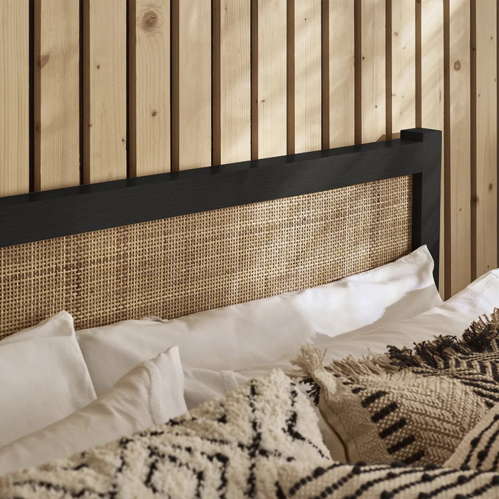PADSTOW RATTAN 150CM KING BED - BLACK