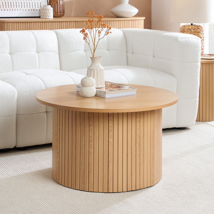 Birlea Axel Round Fluted Coffee Table Oak