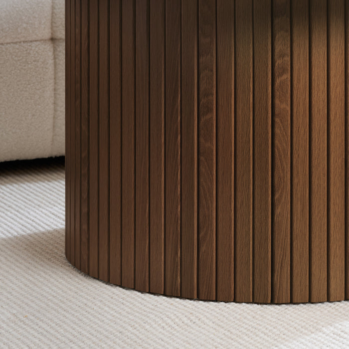 Birlea Axel Round Fluted Coffee Table Walnut