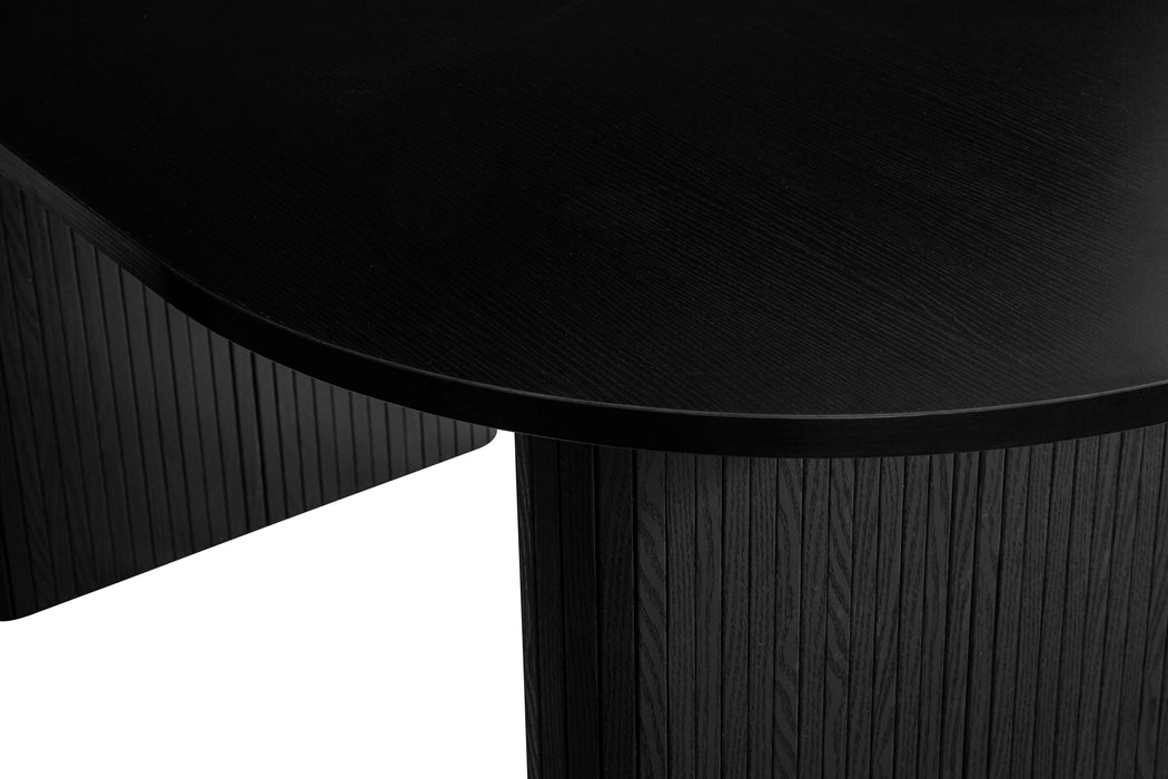 Birlea Axel Oval Fluted Dining Table With 4 Chairs Black