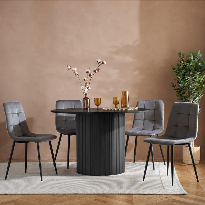 Birlea Axel Round Fluted Dining Table Black